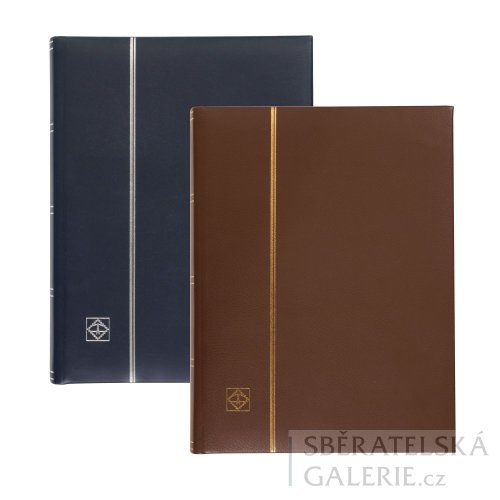 Zásobník na známky Leder, formát DIN A4, 64 černých stran, polstrované desky z pravé kůže.