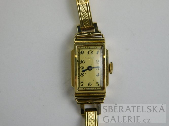 Dámské náramkové hodinky - puncované zlaté 18 k - zn. MOVADO - váha 14,8 g