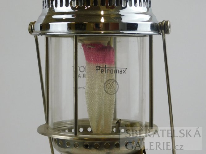 Německá velká petrolejová lampa - výrobce PETROMAX RAPID - výška 40 cm - chrom