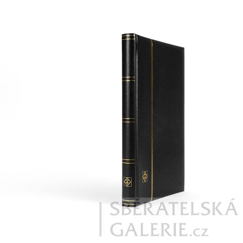 Prémiový zásobník na známky s polstrovanými deskami z koženky (černé listy) - Barva: černá, Počet stran: 32, Pouzdro: ne