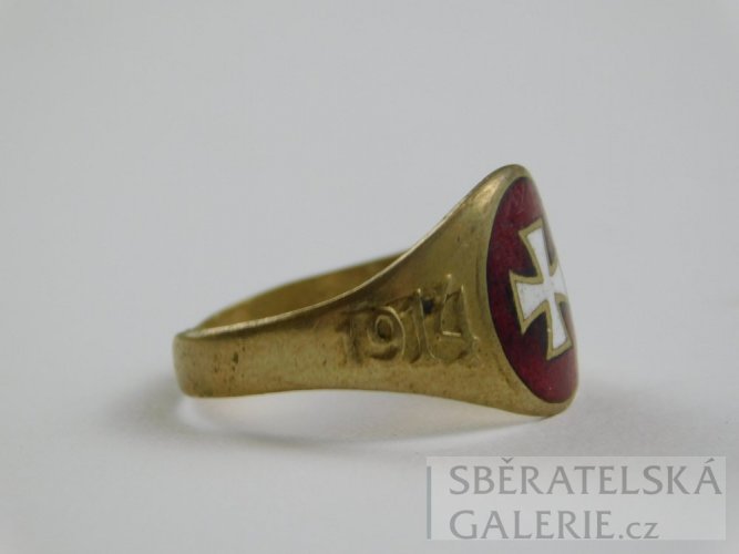 Prvoválečný prsten bílý kříž - 1914 - 1916 - pozlacený kov