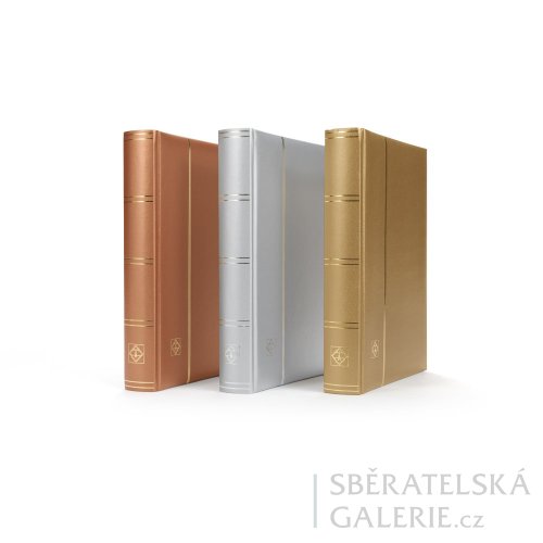 Zásobník na známky Comfort, formát DIN A4, 64 černých stránek, polstrované desky – edice Metallic