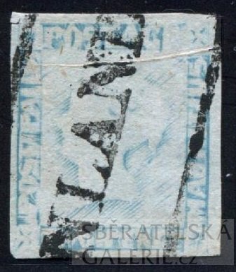 MAURITIUS / 1848-1859 SG.25, Modrý Mauritius POST PAID "latest impressions", světle (šedo) modrá