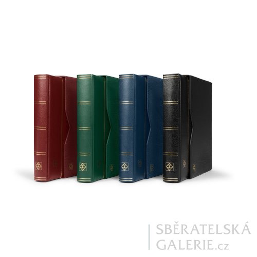 Prémiový zásobník na známky s polstrovanými deskami z koženky (černé listy)