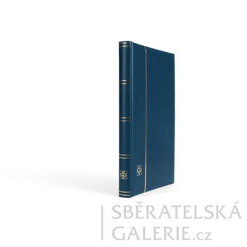 Prémiový zásobník na známky s polstrovanými deskami z koženky (černé listy) - Barva: modrá, Počet stran: 32, Pouzdro: ne