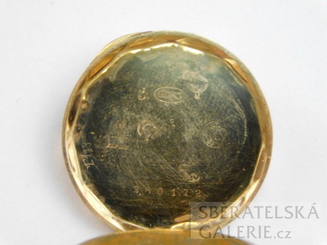 Kapesní hodinky - puncované zlaté 18 k - váha 19,2 g - průměr 29 mm