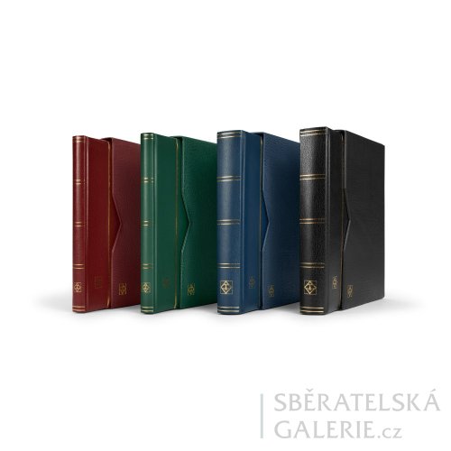 Prémiový zásobník na známky s polstrovanými deskami z koženky (černé listy)