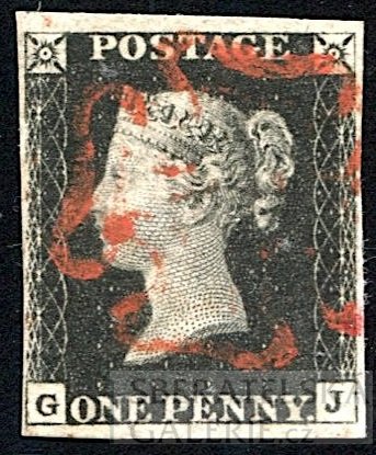 VELKÁ BRITÁNIE (GB) 1840, PENNY BLACK, Plate 4, G-J