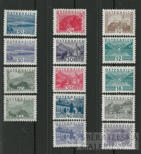 Rakousko 1932 - LANDSCHAFTEN (kleines Format) - kompletní série - Mi. 530 - 543 **