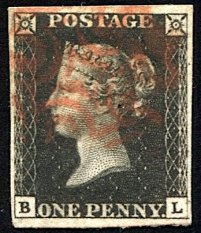 VELKÁ BRITÁNIE (GB) 1840, PENNY BLACK, Plate 4, B-L