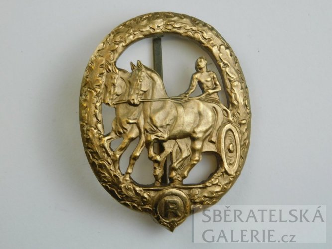Zlatý odznak řidiče koňského spřežení - pozlacená varianta