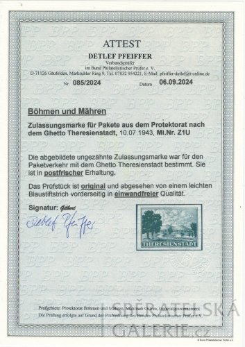 TEREZÍN - Pof. Z 1 U ** - zkoušena Gilbert + Attest Pfeiffer BPP