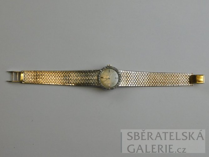Dámské náramkové hodinky - puncované zlaté / bílé zlato 18 k - zn. OMEGA - váha 37,8 g